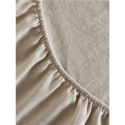 Простыня на резинке SL Home Linen collection 140*200+30 см , цв.бежевый, лён30%/хлопок70%