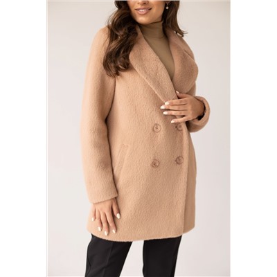 Пальто женское демисезонное 23720 (кэмел/тедди)