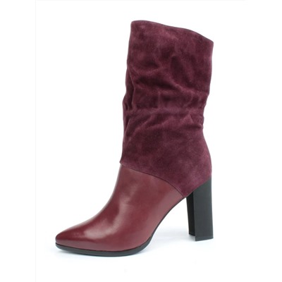 02-YF190-051M DK. RED Сапоги зимние женские (натуральная замша, байка, натуральный мех)