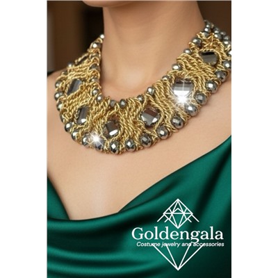 Колье-воротник с хрусталем и кристаллами П6/02