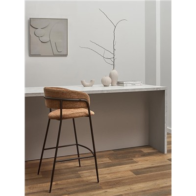 Стул барный Helning, мягкий шенилл, серо-коричневый