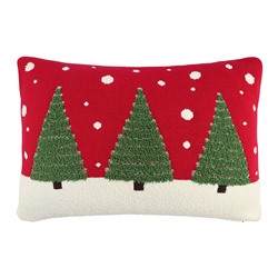 Подушка вязаная с новогодним рисунком Festive Wood из коллекции New Year Essential, 40x60 см