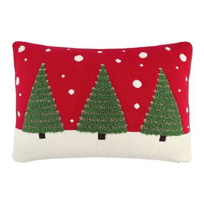 Подушка вязаная с новогодним рисунком Festive Wood из коллекции New Year Essential, 40x60 см