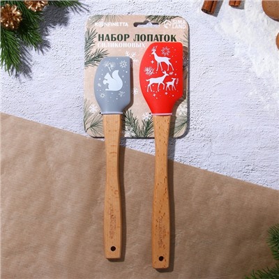 Лопатки силиконовые новогодние «Лесная сказка», 26×5 см, 23.3×4.3 см, 2 шт.