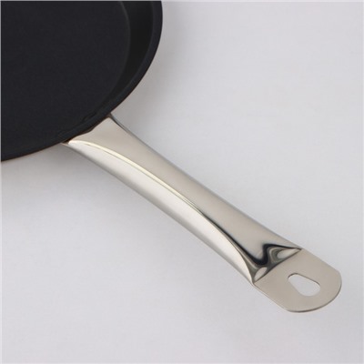 Сковорода блинная Катунь «Общепит», d=24 см, толщина стенок 0.6 мм, дно ТРС 3.5 мм, индукция, нержавеющая сталь