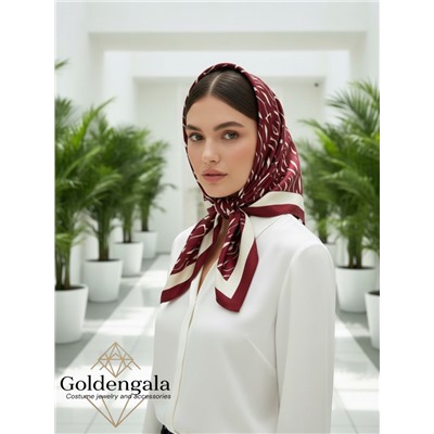 Косынка шелковая с принтом Арт 25183/001 (бордо)