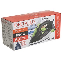 Утюг электрический 2800 Вт DELTA LUX DE-3002 черный с зеленым