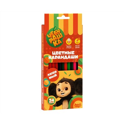 Карандаши цветные Мульти-Пульти "Чебурашка", 24цв., заточен., картон, европодвес