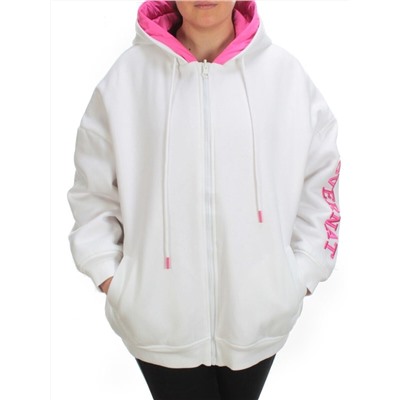2562 WHITE/PINK Худи женское (50 гр. синтепон)
