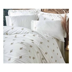 2 сп. Евро Комплект Постельного Белья Cotton Saten Aslışah Krem Çift - EcoCotton