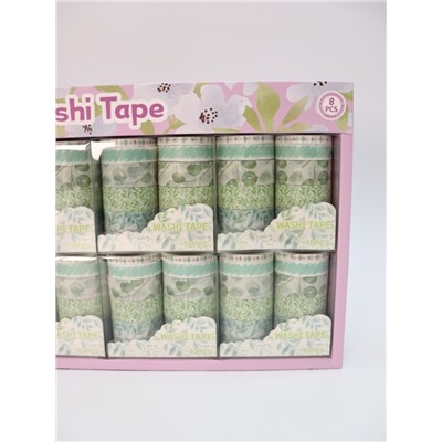 Набор декоративного скотча 10 шт. "Flower power", green, шоу-бокс 8 шт.