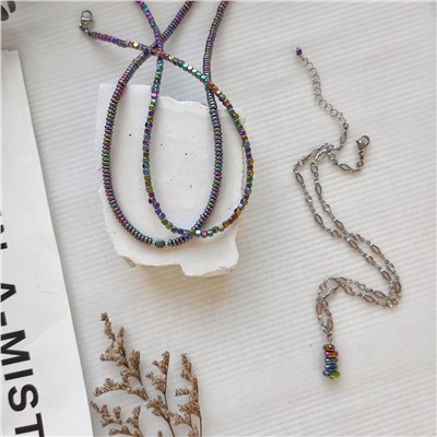 Сет украшений из гематита фиолетовые + зелёные оттенки