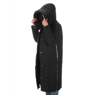 22361 BLACK Пальто зимнее женское облегченное (150 гр. холлофайбера)