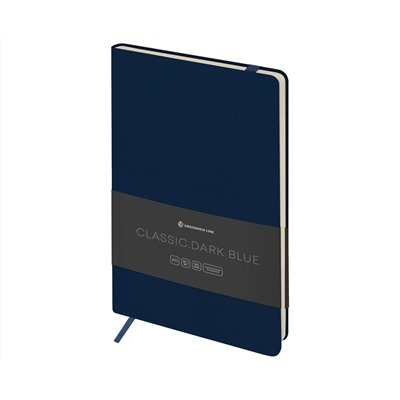 Записная книжка А5 96л. ЛАЙТ, кожзам, Greenwich Line "Classic. Dark blue", с резинкой, блок без линовки