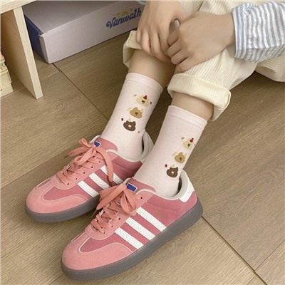 Tide, autumn Japanese cute cartoon knee socks with bow, mid-length