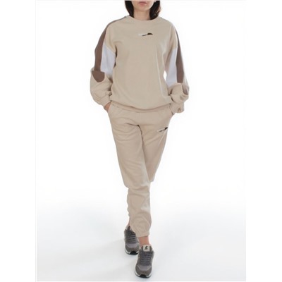 3160/3161 BEIGE/BROWN Костюм спортивный женский (95% хлопок, 5% эластан)
