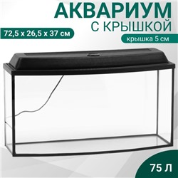 Аквариум "Телевизор" с крышкой, 75 литров, 72,5 х 26,5 х 37/42 см, чёрный