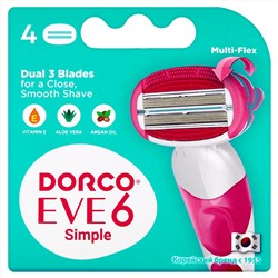 DORCO EVE 6 (станок + 2 кассеты) NEW Женская система, 3+3 лезвия, сгибаемая кассета, 6/36