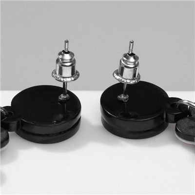 Серьги акриловые «Сердечко» пальчики, цветные в серебре