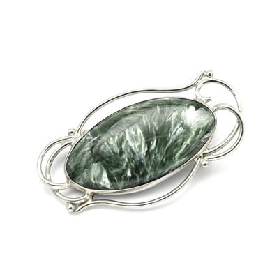 Брошь серафинит овал 54*29мм.