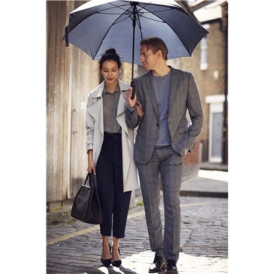 G451-2162 BlackSteel (Черный с серым) Зонт мужской трость автомат Fulton