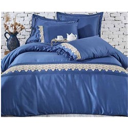 2 сп. Евро Комплект Постельного Белья Cotton Saten Azra Mavi XL - EcoCotton