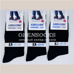 НОСКИ МУЖСКИЕ ХЛОПОК ЧЕРНЫЕ AMIGOBS 5104 В упаковке 12  пар