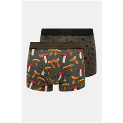 Bokserki bawełniane męskie z domieszką elastanu w grzyby (2-pack) kolor multicolor