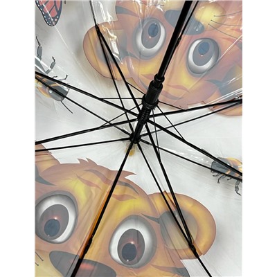 Зонт-трость детский прозрачный с рисунком полуавтомат Арт 2007/2