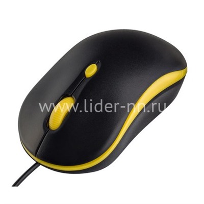 Мышь проводная PERFEO MOUNT USB (черный/желтый)