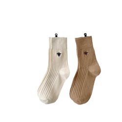 Cotton brand knee socks for men and women, with embroidery, mid-length