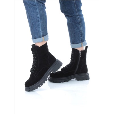 04-M3-L872 BLACK Ботинки зимние женские (натуральная замша, натуральный мех)