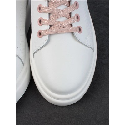 05-PDXT13-2 WHITE/PINK Кроссовки женские (натуральная кожа)