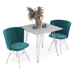 Обеденная группа SHT-DS322
                        серый мрамор / альпийский бирюзовый / хром лак