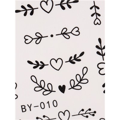 Слайдеры для ногтей «Сердечки и веточки», чёрные