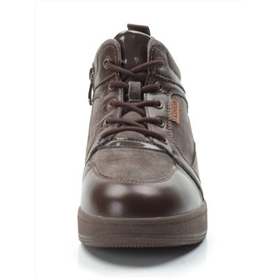 04-PA-18Z BROWN Ботинки зимние женские (натуральная замша и кожа, шерсть)