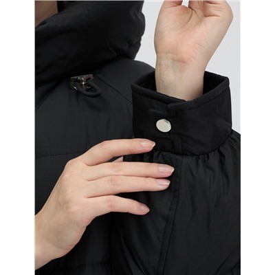 Куртка зимняя женская с капюшоном модная черного цвета 7341Ch