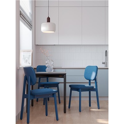 Стул с обивкой Saga, рогожка, синий