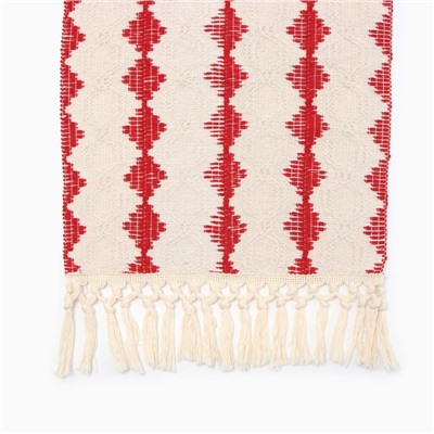 Дорожка на стол Этель бежевая/красная 32×180 см, 50% хлопок 50% п/э
