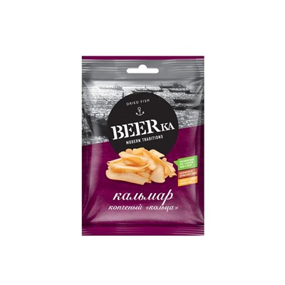 «Beerka», кольца кальмара копчёные, 38 г