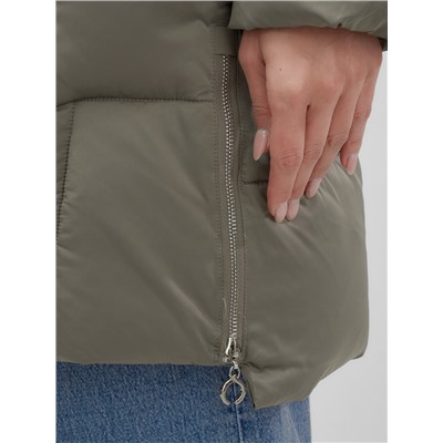 Пальто зимнее утепленное с мехом и капюшоном тренд коричневого цвета 7630K