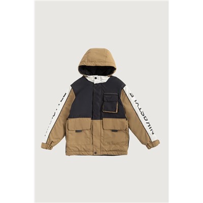 Куртка утеплённая для мальчика NIKASTYLE 4м4525 Черный кэмел Nikastyle