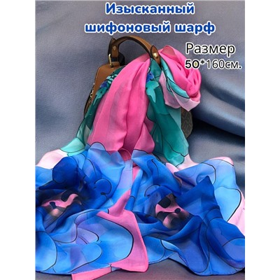 Шарф шифоновый с цветочным рисунком 3D Арт М52/6