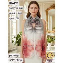 Шарф шифоновый с цветочным рисунком 3D Арт М52/15