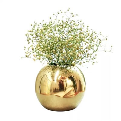 Металлическая ваза для цветов, Metal Ball Round Flower Vase (Gold, Small), произв. Behoma