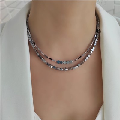Сет из гематита серебристого цвета