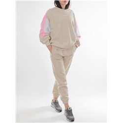 3160/3161 BEIGE/PINK Костюм спортивный женский (95% хлопок, 5% эластан)