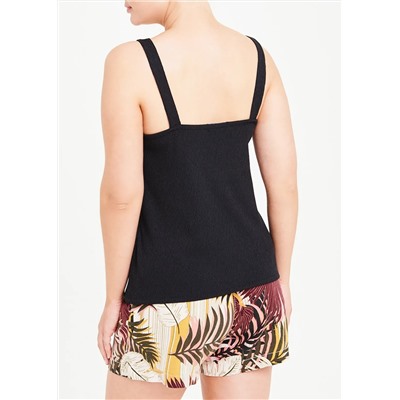 Textured Button Strap Vest Top