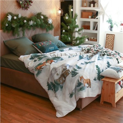 Постельное бельё "Этель" 1.5 сп Winter village 143*215 см, 150*214 см, 70*70 см - 2 шт, бязь 125гр/м2