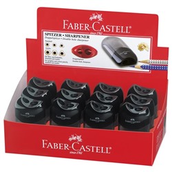 Точилка пластиковая Faber-Castell 2 отверстия, контейнер, черная
